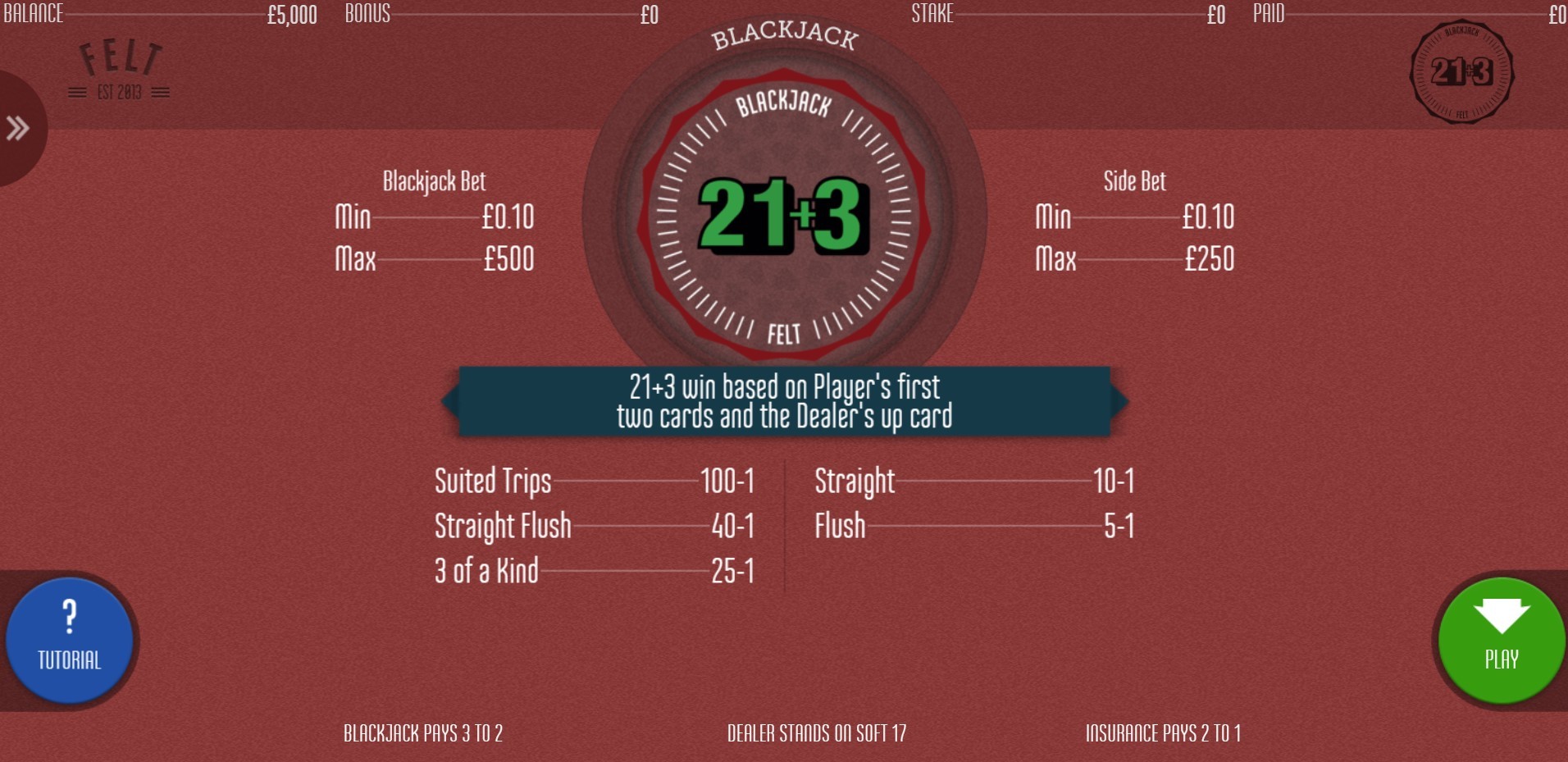 21plus3 Blackjack